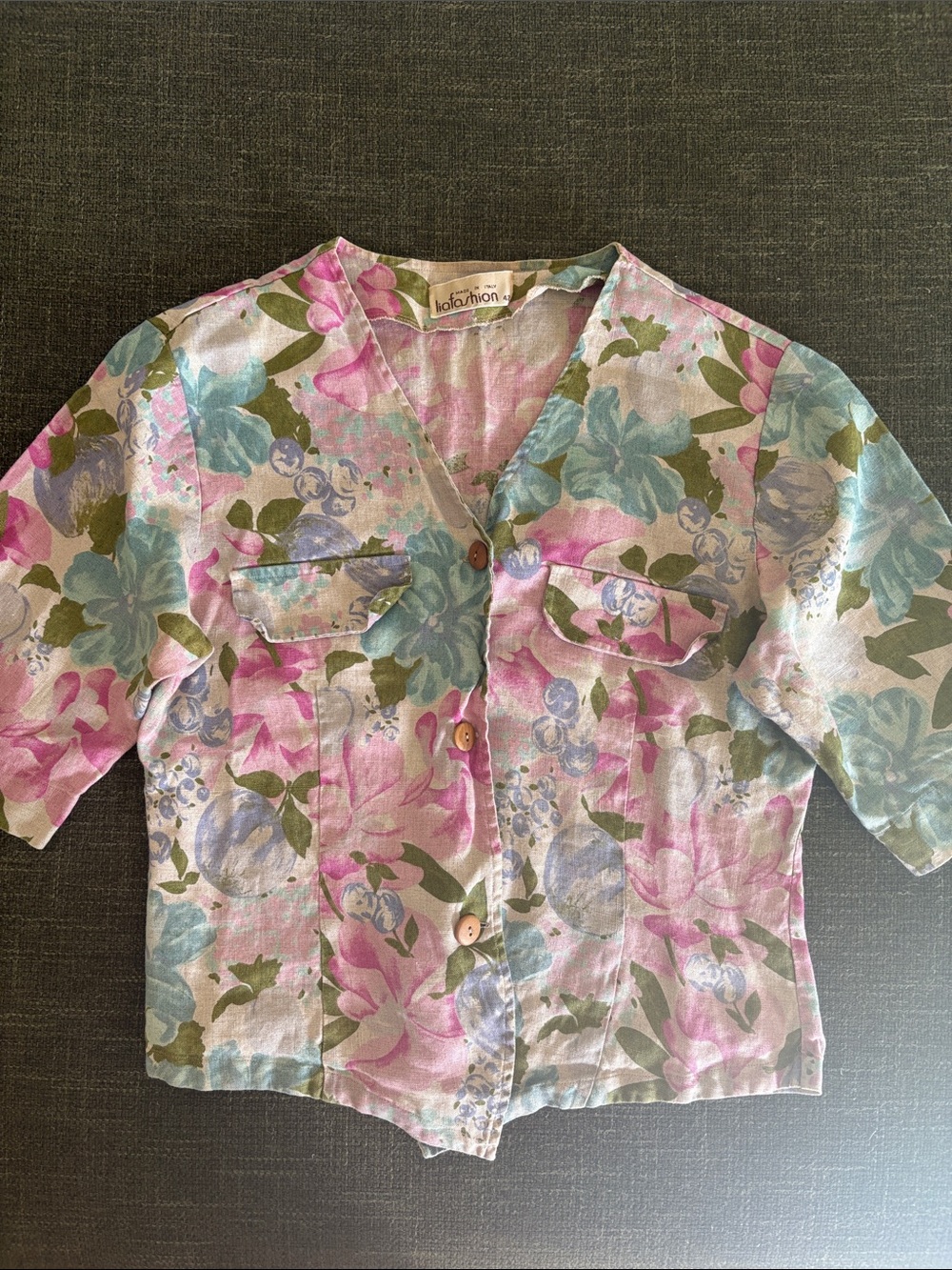 Vintage Italian Linen button down blouse liafashion